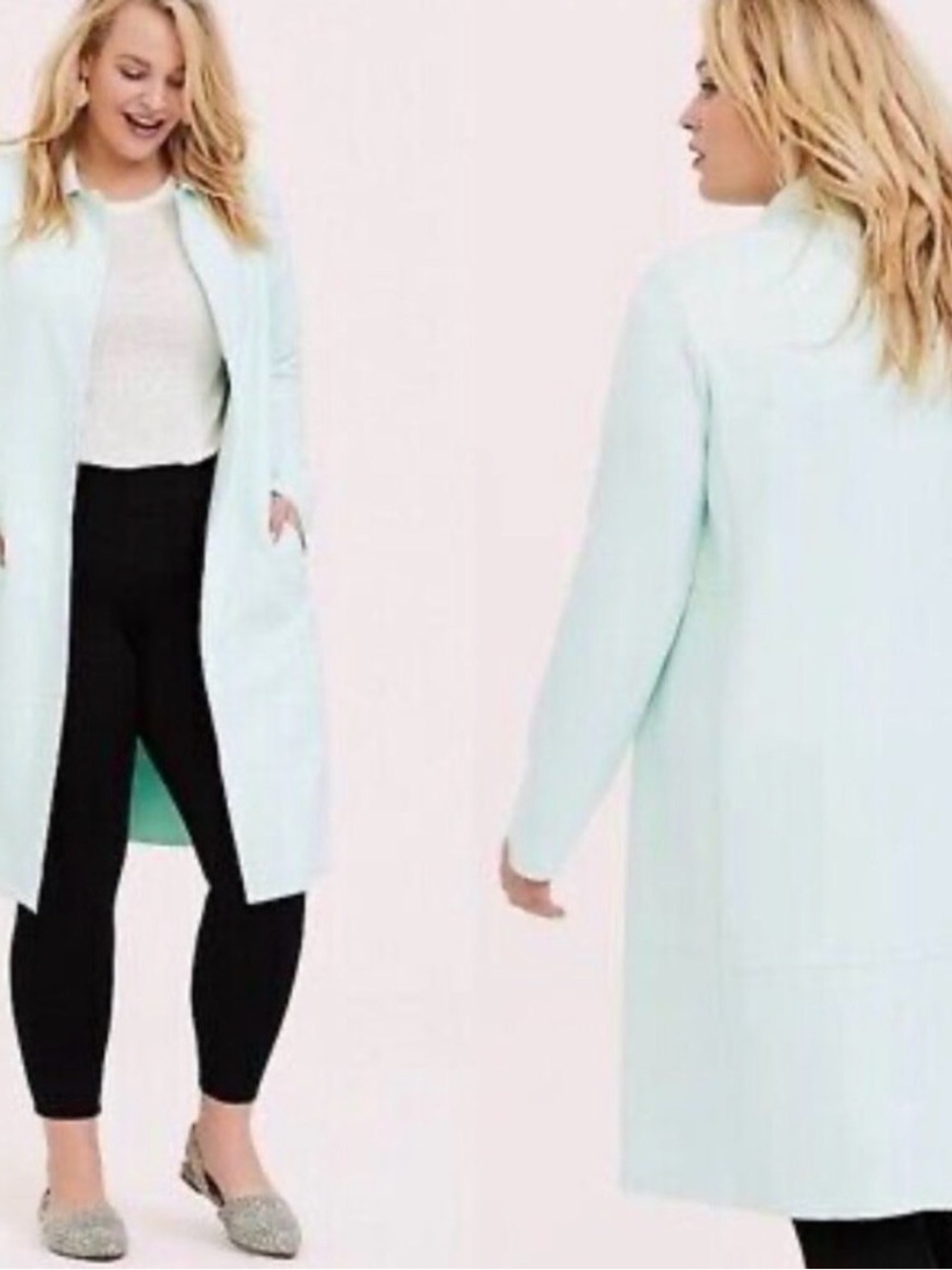 torrid Mint Open-Front Suede Coat